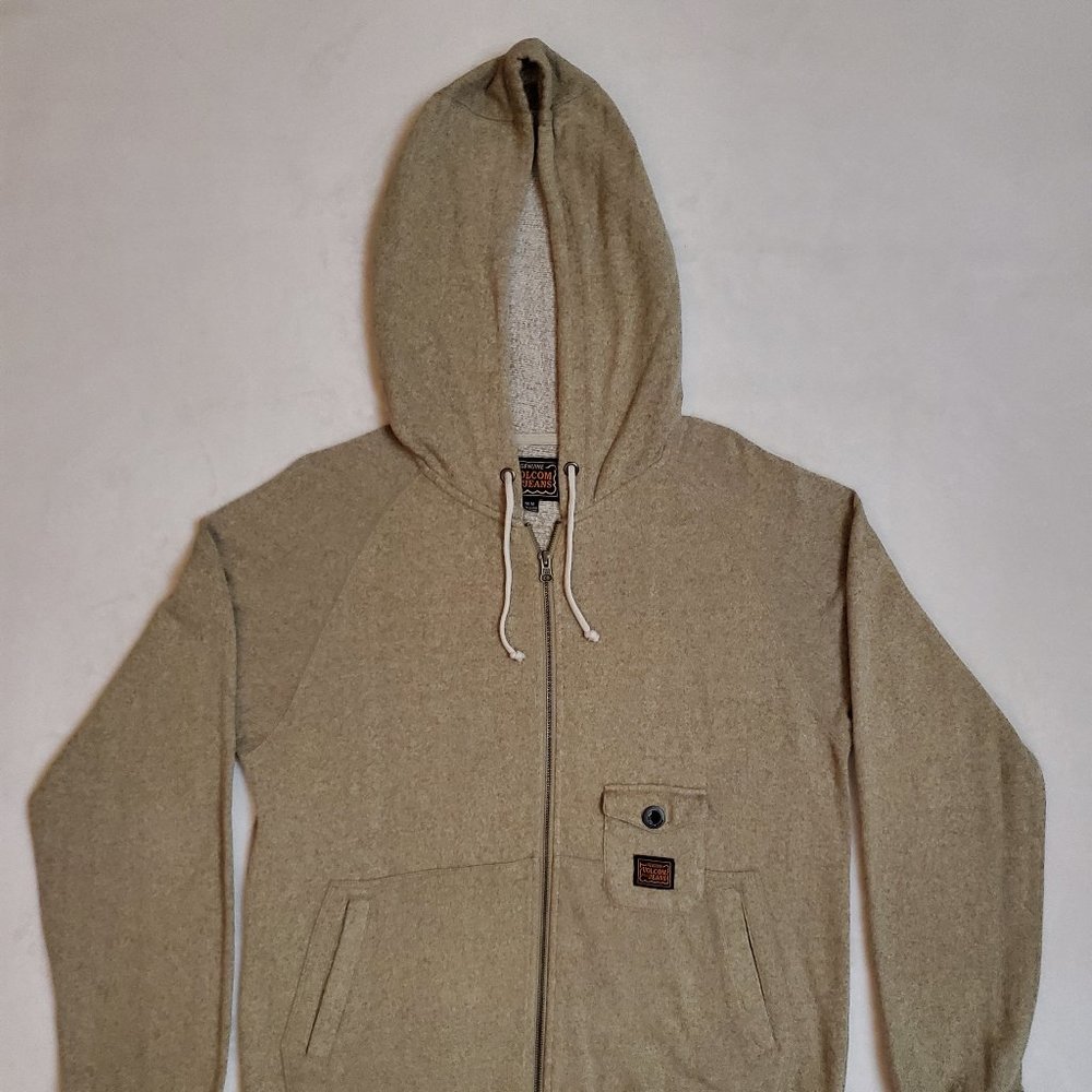 Volcom Men's Light Tan Heather Zip-Up Hoodie